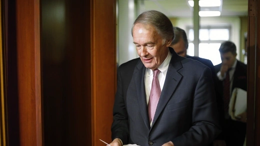 U.S. Senator Edward Markey (D-MA) arrives for a news conference after a Senate vote on whether to overturn a presidential veto of the Keystone XL pipeline, at the U.S. Capitol in Washington, March 4, 2015.