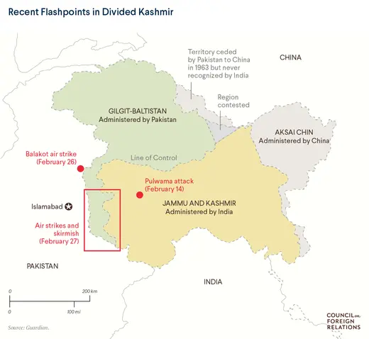 map of kashmir and recent conflict