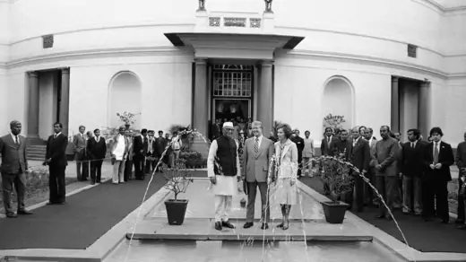 President Jimmy Carter at the Indian Parliament in New Delhi. 