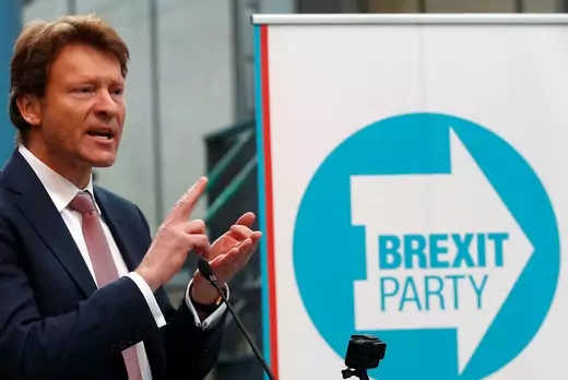 Chairman Richard Tice speaks at the launch of the newly created 'Brexit Party' campaign for the European elections, in Coventry, Britain April 12, 2019. (Eddie Keogh/Reuters)