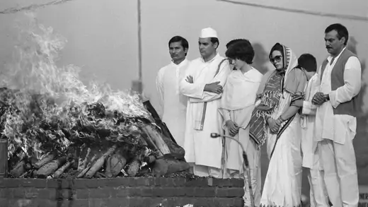 The cremation ceremony of Prime Minister Indira Gandhi.
