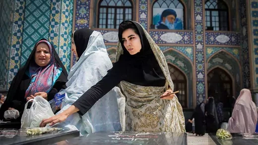Women pray at the Imamzadeh Saleh holy shrine in northern Tehran.
