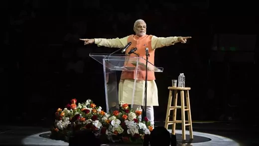 Prime Minister Modi speaking at Madison Square Garden in New York. 