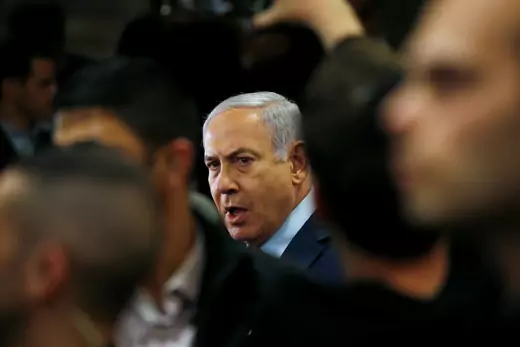 Israeli Prime Minister Benjamin Netanyahu speaks to the media at the Knesset in Jerusalem.