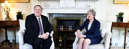 U.S. Secretary of State Mike Pompeo meets with Britain's Prime Minister Theresa May at 10 Downing Street in London, Britain May 8, 2019.