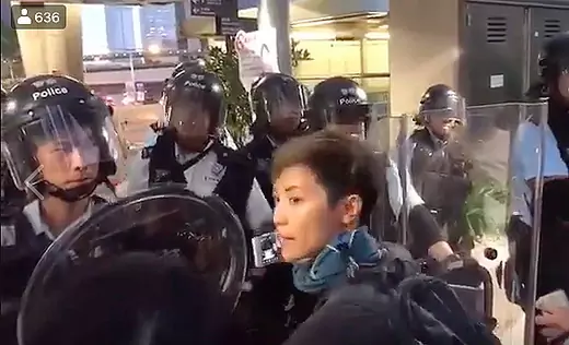 Hong Kong democracy activist Denise Ho live-streaming protest clashes with police on Facebook.