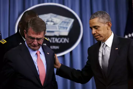President Barack Obama and Defense Secretary Ash Carter at the Pentagon.