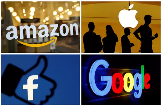 The logos of Amazon, Apple, Facebook and Google in a combination photo from Reuters files. 