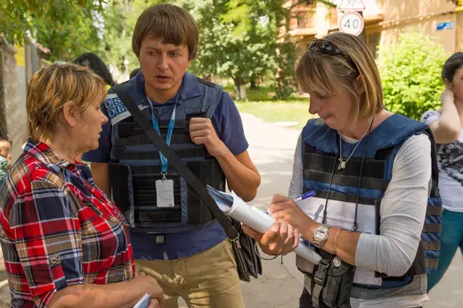 OSCE monitors out on patrol in eastern Ukraine.