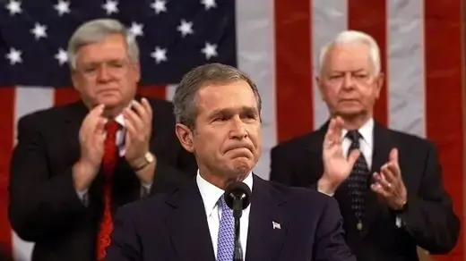 President Bush addresses a joint session of Congress.