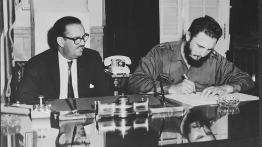 Fidel Castro signs decree nationalizing all American-owned banks in Cuba.