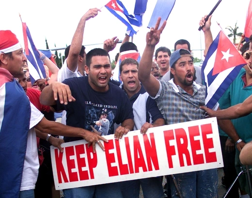 Cuban-American demonstrators protest in Miami, Florida, over the fate of Elián González.