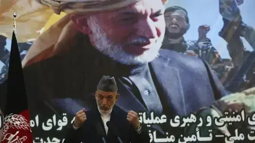 Afghan President Hamid Karzai speaks at a news conference.
