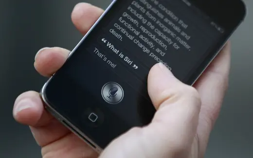 Luke Peters demonstrates Siri, an application which uses voice recognition and detection on the iPhone