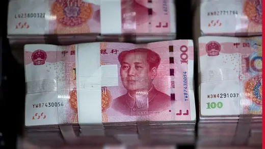 stacks of yuan