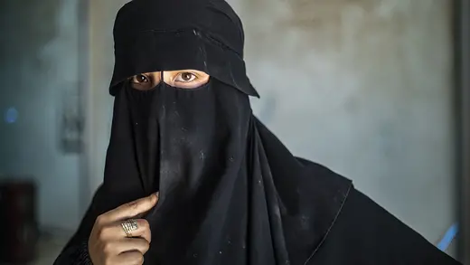 A woman at al-Hol camp in northeastern Syria.