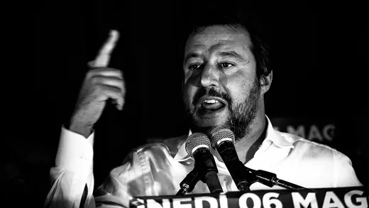 Italian Deputy Prime Minister Matteo Salvini gives a speech in Avellino, Italy.