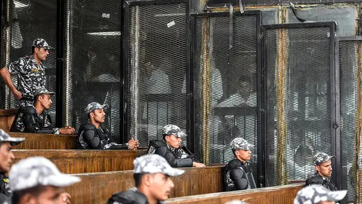 Members of the Muslim Brotherhood are tried in Cairo on charges related to demonstrations against President Mohammed Morsi’s ouster.