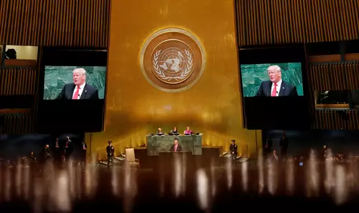 U.S. President Donald J. Trump addresses the 73rd session of the United Nations General Assembly on September 25, 2018. 