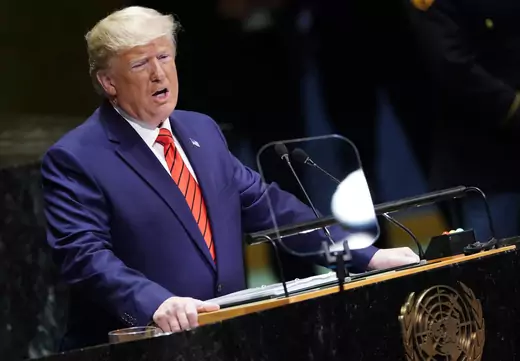 U.S. President Donald J. Trump addresses the 74th session of the United Nations General Assembly in New York City, NY on September 24, 2019. 