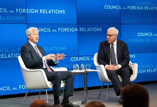 JPMorgan Chase Chairman and CEO Jamie Dimon and CFR Chairman David M. Rubenstein.