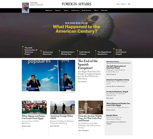 Screenshot of ForeignAffairs.com homepage