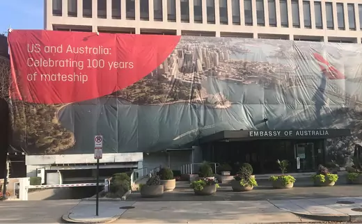 Australia touts its history with the United States outside its embassy in Washington, D.C.
