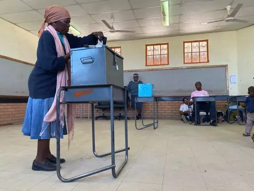 A woman casts her ballot at Moshupa village, in the Southern District of Botswana, October 23, 2019