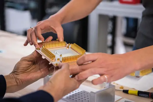 A handout picture from October 2019 shows a component of Google's Quantum Computer in the Santa Barbara lab, California, U.S. Picture taken in October 2019.