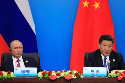 China's President Xi Jinping and Russia's President Vladimir Putin attend a signing ceremony during Shanghai Cooperation Organization (SCO) summit in Qingdao, Shandong Province, China on June 10, 2018.