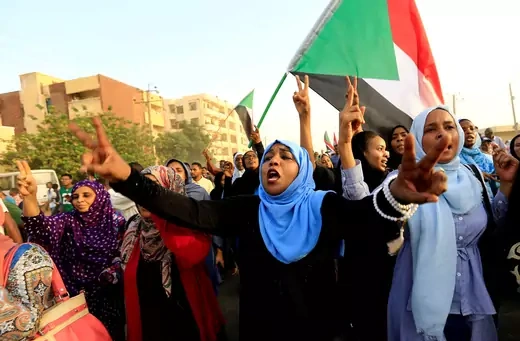 Sudanese protesters march during a demonstration Khartoum, Sudan July 2019.