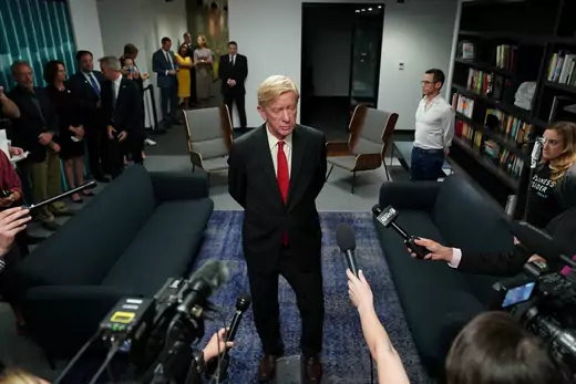 Former Governor William Weld answers questions in New York after a Sept. 24 debate.