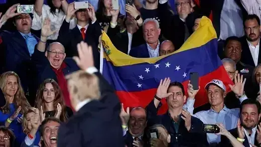 Trump addresses the crisis in Venezuela during a visit to Miami in February 2019.