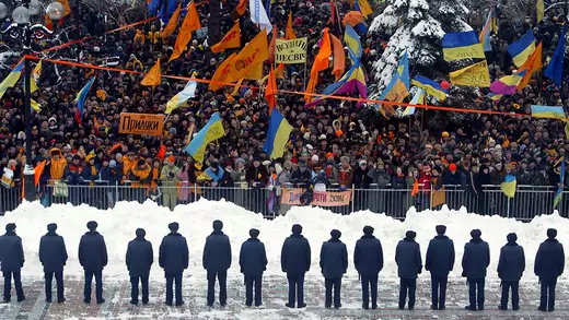 Protesters during the Orange Revolution