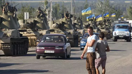 Ukrainian tanks in Donetsk