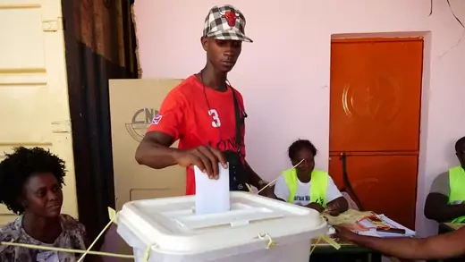 A man casts his ballot at a polling station during the presidential election in Bissau, Guinea-Bissau, on November 24, 2019. 