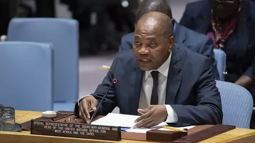 Mohammed Ibn Chambas, Special Representative of the Secretary-General and Head of the United Nations Office for West Africa and the Sahel, briefs the Security Council on West Africa, on January 10, 2019, in New York.