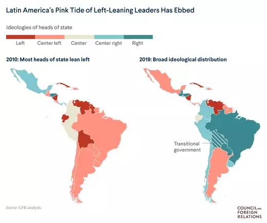 Map showing how country politics have shifted over last decade.