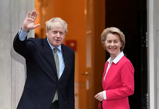 British Prime Minister Boris Johnson meets European Commission President Ursula von der Leyen in London.
