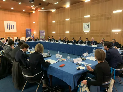Participants gather around a large table at the twelfth annual Council of Councils regional conference. 