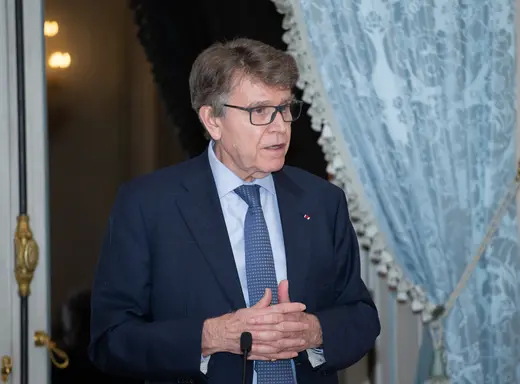 Thierry de Montbrial, founder and executive chairman of the French Institute of International Relations, gives remarks at the Council of Councils twelfth regional conference, in Paris. 