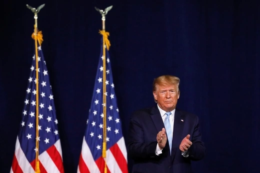 U.S. President Donald J. Trump makes a speech in Miami, Florida.