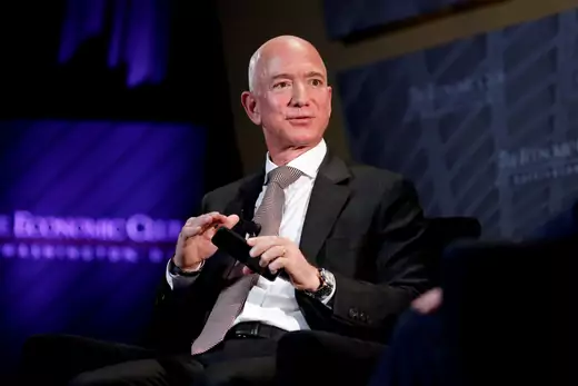  Jeff Bezos, president and CEO of Amazon and owner of The Washington Post, speaks at the Economic Club of Washington DC's "Milestone Celebration Dinner."