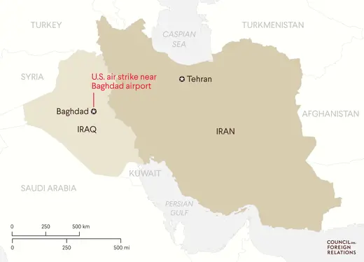 Map of Iran and Iraq