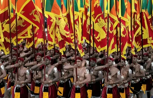 Sri Lankan soldiers in independence day parade