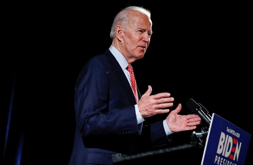 Democratic U.S. presidential candidate and former Vice President Joe Biden speaks about the COVID-19 coronavirus pandemic at an event in Wilmington, Delaware, U.S., March 12, 2020.