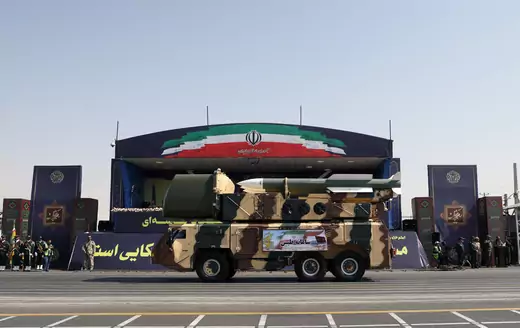 Missiles are displayed by Iran's army during the ceremony of the National Army Day parade in Tehran, Iran September 22, 2019.