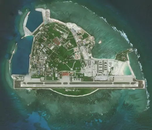 Chinese-built infrastructure is seen on Woody Island. DigitalGlobe via Getty Images
