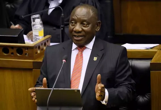  President Cyril Ramaphosa delivers his State of the Nation address at parliament in Cape Town, South Africa, February 13, 2020