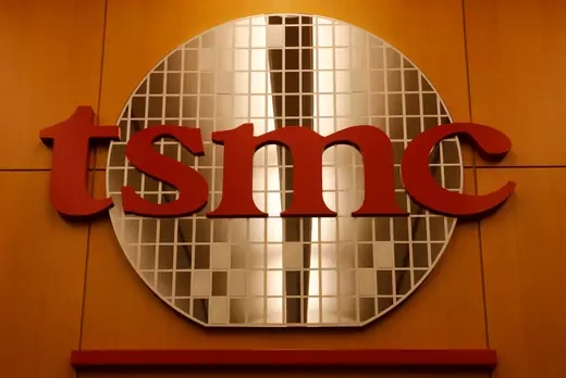 A logo of Taiwan Semiconductor Manufacturing Co (TSMC) is seen at its headquarters.